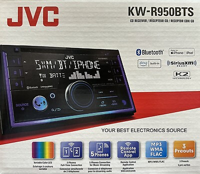 #ad NEW JVC KW R950BTS 2 DIN AM FM CD Car Audio Receiver Radio Bluetooth SiriusXM $139.95