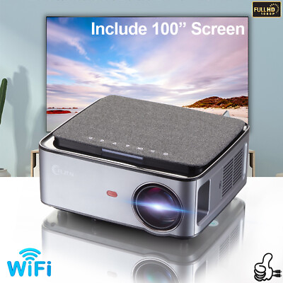 #ad 7500 Lumen 1080P FULL HD Home Office WIFI Video Projector With 100quot; Screen Bag $379.00