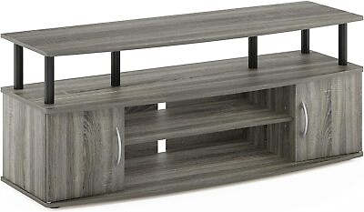 #ad JAYA Large Entertainment Stand for TV Up to 55 Inch French Oak Grey Black $62.44