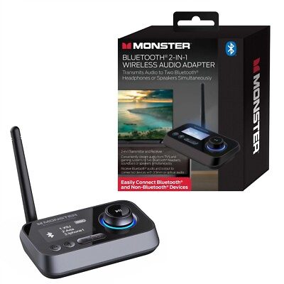#ad MONSTER Bluetooth 2 IN 1 Wireless Audio Adapter Transmitter Receiver LED $44.00