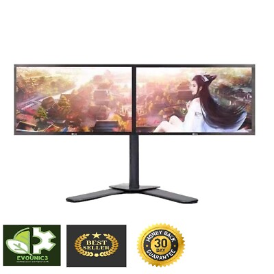 #ad Dual Dell HP LCD Widescreen Monitor FHD 1080p Stand Cable 22quot; 23quot; 24quot; 27quot; $139.88