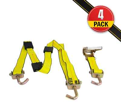 #ad 4Pk 2quot;x12#x27; Over The Wheel Tire Straps with Ratchet Swivel J Hook 3333 LBS WLL $99.99