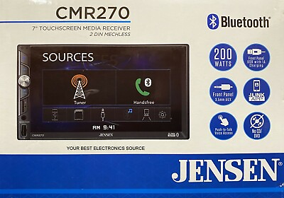 #ad NEW Jensen CMR270 7quot; Touchscreen Mechless NO CD 2 DIN AM FM Bluetooth Radio $69.90