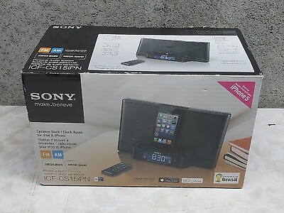 #ad Sony ICF CS15iPN Speaker Dock iPhone iPod Radio FM AM Alarm Lightning Port $32.99