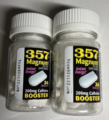 #ad 357 Super Magnum Tab Energy Stimulant 200mg Caffeine 2 Bottle 72 Pills FREE SHIP $18.79