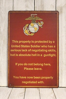 #ad Home of a U.S United States Military Soldier Warning Sign Tin Metal XZ $10.97