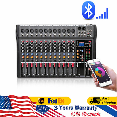 #ad Pro 12 CH Channel Audio Mixer Bluetooth USB DJ Sound Live Mixing Console Studio $118.00