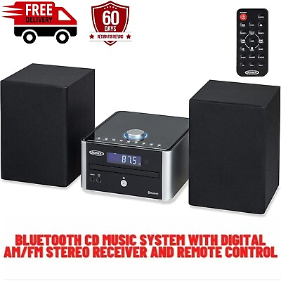 #ad Bookshelf Stereo System Bluetooth Cd Player FM AM Radio Compact Home Audio Black $95.89