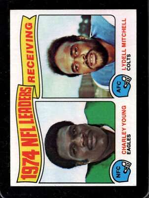 #ad #ad 1975 TOPPS #3 CHARLEY YOUNG LYDELL MITCHELL NM 1974 RECEIVING LEADERS *XR30688 $4.00