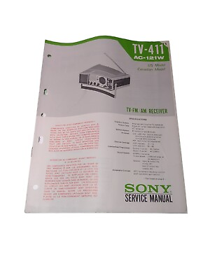 #ad Sony TV 411 Portable TV FM AM Receiver SERVICE MANUAL schematic foldout ONLY $17.48