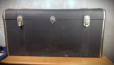 #ad Antique 1930#x27;s Fabric Covered Wood Lift Dome Top Car Trunk Metal Straps $149.95
