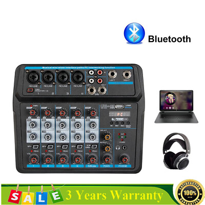 #ad 6 Channel Mini Audio Mixer Console USB DJ Sound Live Studio Mixing Amplifier $50.35