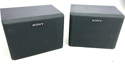 #ad Vintage Pair 2 Black Sony Speakers SS U31 30W Surround Sound Bookshelf $23.39