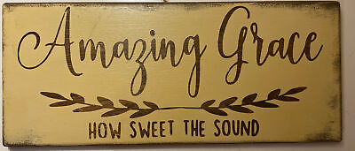 #ad Solid Wood 15x6 Amazing Grace How Sweet the Sound Wall Hanging Picture NWT $24.99
