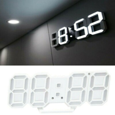 #ad Wall Clock Home 3D Bedroom Decor Digital Display Gift Modern USB White $25.88