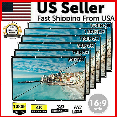 #ad Portable Foldable Projector Screen 16:9 HD Outdoor Home Cinema Theater 3D Movie $8.89
