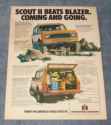 #ad 1977 International Scout II Vintage Color Ad quot;..Beats Blazer. Coming and Goingquot; $10.99