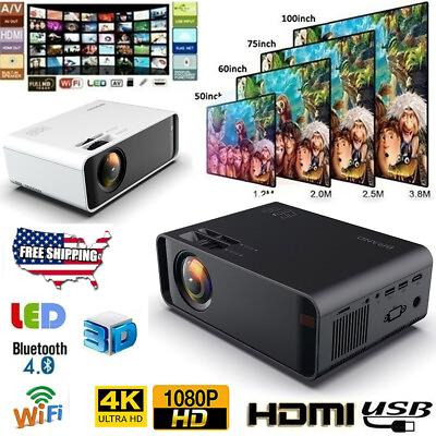 #ad 4K Projector 50000LMS 1080P 3D WiFi Bluetooth Video Home Theater Screen Display $91.79
