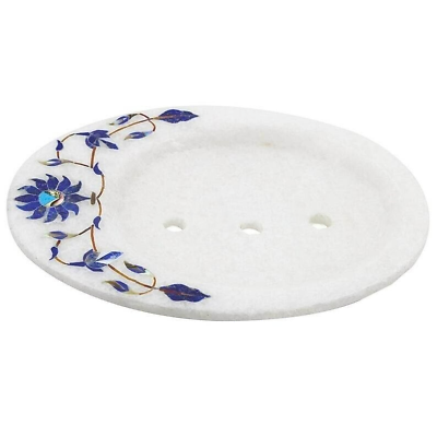 #ad White Marble Soap Dish Bar Lapis Lazuli Inlay Work Bathroom amp; Kitchen Interior $152.00