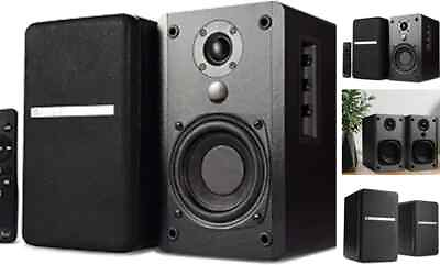 #ad BT25 Bluetooth Active Bookshelf Speakers for Turntable with Optical Aux Black $131.67