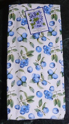 #ad NEW Wyatt Home 2 Pk 16quot;x26quot; Kitchen Towels Blueberry Blueberries $13.99