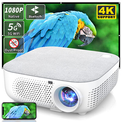 #ad 50000Lumen 4K 1080P 2.4G 5G WiFi Bluetooth Android HDMI Home Theater Projector $145.99