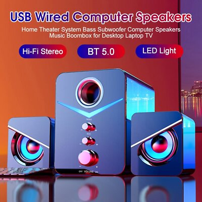 #ad USB Wired Wireless Computer Speakers PC Laptop Home Theater System Subwoofer $28.49