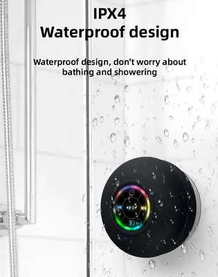 #ad Portable Waterproof Bluetooth Shower Speaker with Suction Cup and LED Lights 3D $18.90