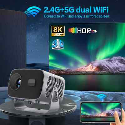 #ad 4K Projector Smart 5G HD LED WiFi Bluetooth HDMI USB Android Office Home Theater $119.99