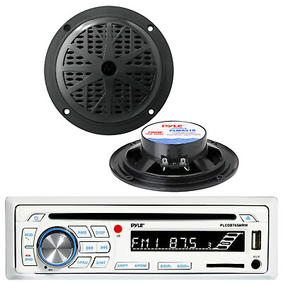 #ad #ad Marine Boat Yacht CD MP3 SD USB AM FM Radio Wireless Bluetooth amp; 2 Speakers Pkg $91.49
