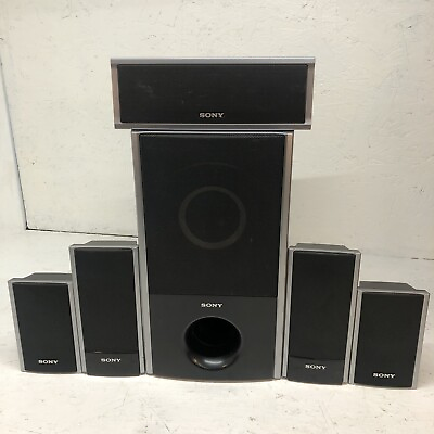 #ad Sony 5.1 Home Theater Surround Sound Speaker System Center Sides amp; Sub Working $74.99
