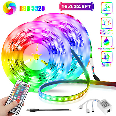#ad 600 LED Flexible Strip Fairy Lights 3528 RGB Remote Color Change for Room TV Bar $12.98
