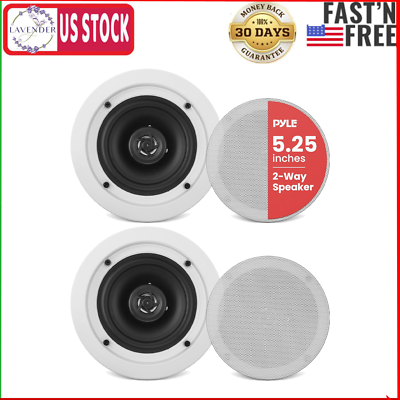 #ad Pyle PDIC51RD 150W 5.25quot; Round Flush Mount In Wall Ceiling Home Speakers2 Pack $40.89