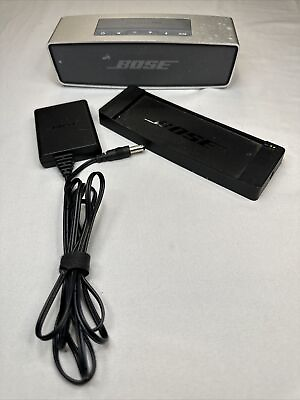 #ad Bose SoundLink Mini Bluetooth Speaker Silver W Dock amp; Charger WORKS $62.99