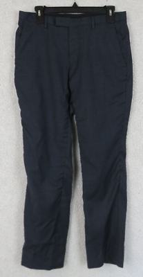 #ad Mens Hugo Boss Blue Flat Front Dress Pants Slacks Wool James 3 Sharp 5 Sz 32x30 $12.50