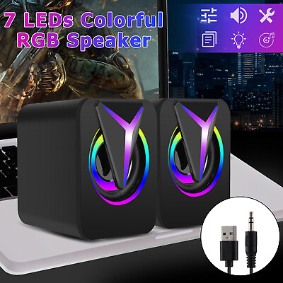 #ad TV Sound Bar Home Theater LED Light Bluetooth Computer Speakers For PC Laptop $12.23