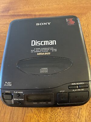#ad VTG Sony Discman D 33 MegaBass CD Player And Sony Speakers UNTESTED $10.99