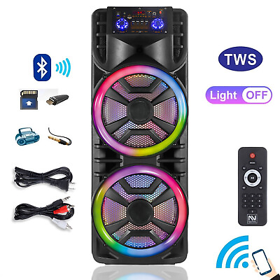 #ad Party Bluetooth Speaker Rechargable Dual 12quot; LOUD Woofer FM Karaok MIC LED AUX $129.95