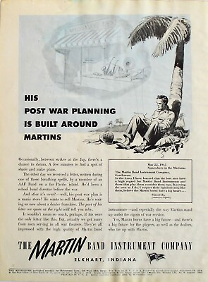 #ad 1945 Original Magazine Ad for The Martin Band Instrument Company $10.50