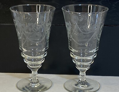 #ad 2 Vintage Libbey Rock Sharpe Water or Ice Tea Glasses in Halifax pattern B $39.88