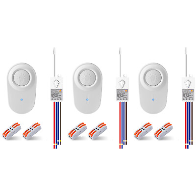 #ad Push Button Light Switch Wireless Kit Set Remote Control 433Mhz Transmitter 110V $13.01