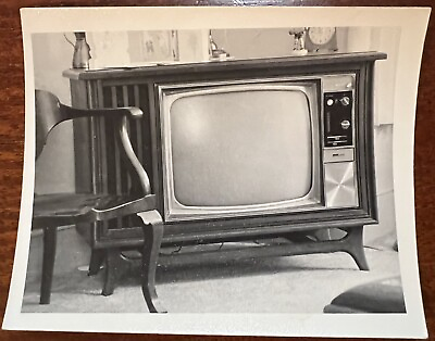 #ad VTG 1979 Snapshot Photo Console Television TV in MCM Living Room $8.49