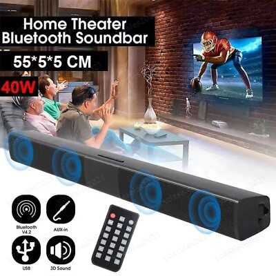 #ad Sound Bar 4 Speaker System Wireless Bluetooth Subwoofer for TV Home Theater USA $30.98