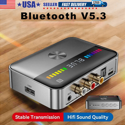 #ad Bluetooth 5.3 Transmitter Receiver 3.5mm AUX RCA TV Home Stereo Audio Adapter $23.74