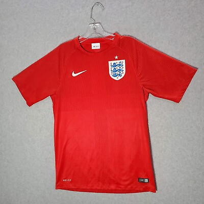 #ad England Men Jersey Small Red Logo Nike Home 2014 Embroidered Dri Fit $26.31