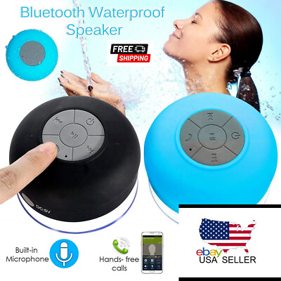 #ad Shower Speaker Wireless Bluetooth IPX Waterproof Handsfree call with suction cup $12.50