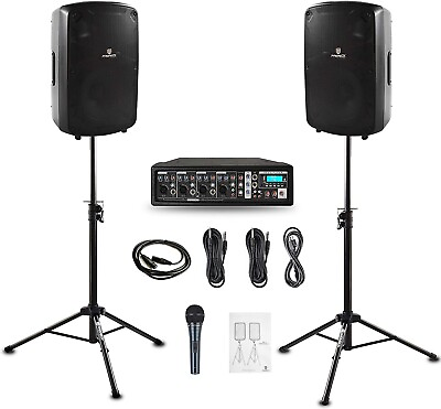 #ad PRORECK MX10 Powered Bluetooth PA Speaker System Mixer Passive Speakers 1600W $299.99