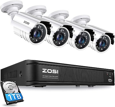 #ad ZOSI 8CH 1080p DVR Security Bullet Camera Home Outdoor System 1TB Hard drive $163.99
