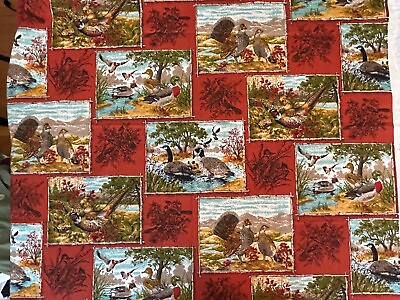 #ad Houseamp;Home Screen Print Fabric Panel Game Birds Pheasants Geese Ducks 44quot; X 84quot; $28.60