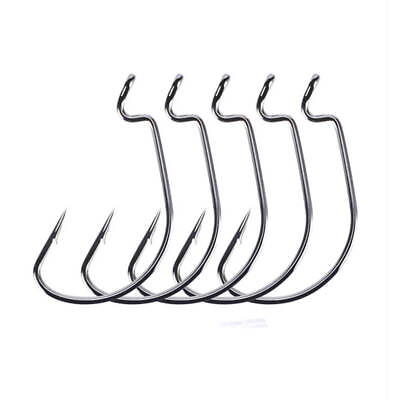 #ad 50pcs set High Carbon Steel Crank Fishing Hooks Beads Barbed Sharp Hook Tips sea $18.49